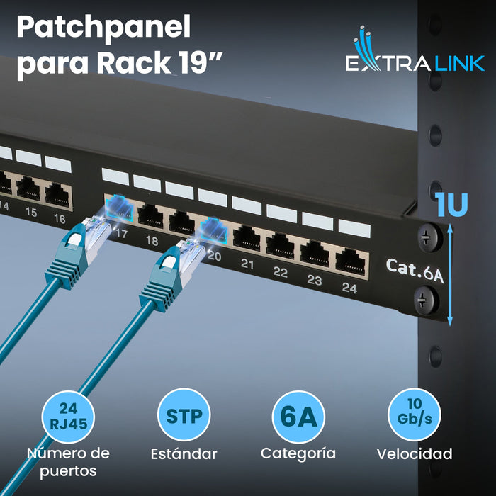 EAN 5907207228266 - Extralink CAT6A STP Patchpanel 24 porty imagen 7
