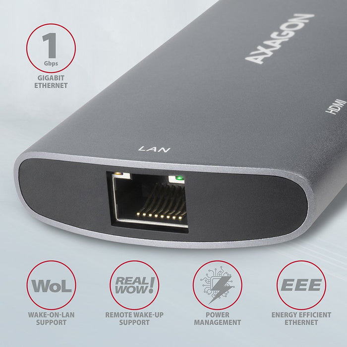 EAN 8595247905796 - Axagon HMC-6M2 base para portátil y replicador de puertos Alámbrico USB 3.2 Gen 1 (3.1 Gen 1) Type-C Alum imagen 3