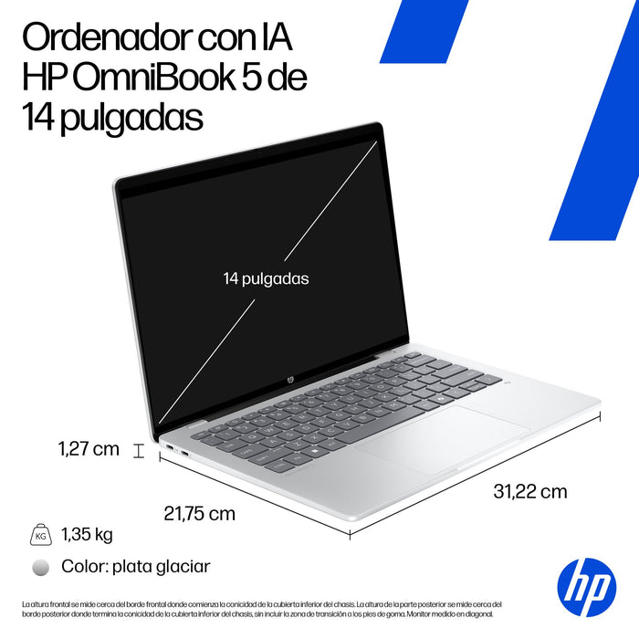 EAN 199251867156 - HP OmniBook 5 NGAI OmniBook 5 Next Gen AI 14-he0005ns Copilot+ PC Snapdragon X1P-42-100 Portátil 35,6 cm ( imagen 7