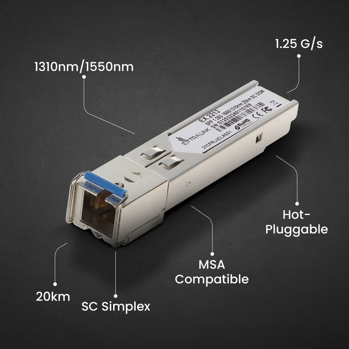 EAN 5902560362213 - Extralink SFP 1.25G WDM 1310/1550NM SM 20KM SC - PAIR red modulo transceptor Fibra óptica 1250 Mbit/s 131 imagen 10