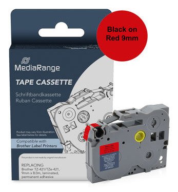 EAN 4260664879299 - MediaRange MRBTZ421 cinta para impresora de etiquetas Negro sobre rojo imagen 1