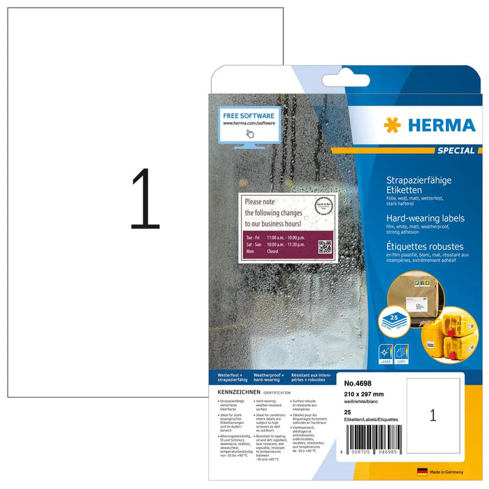EAN 4008705046985 - HERMA 4698 etiqueta de impresora Blanco Etiqueta para impresora autoadhesiva imagen 1