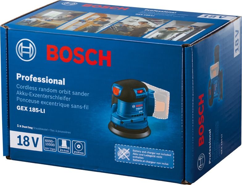 EAN 4059952608365 - Bosch GEX 185-LI Professional Lijadora rotorbital 10000 OPM Azul imagen 3