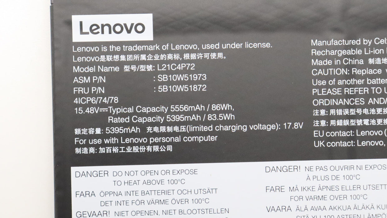 EAN 5715063059067 - Lenovo 5B10W51872 refacción para laptop Batería imagen 4