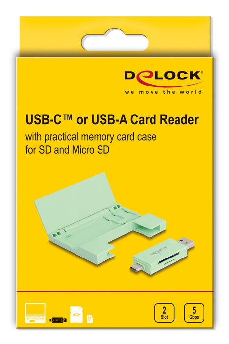 EAN 4043619910151 - DeLOCK 91015 lector de tarjeta USB 3.2 Gen 1 (3.1 Gen 1) Type-A/Type-C Color menta imagen 5