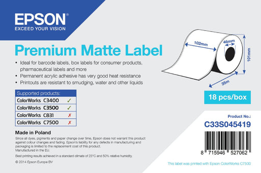 EAN 0846194050045 - Epson Premium, 102mm x 35m, 163 g/m² imagen 1