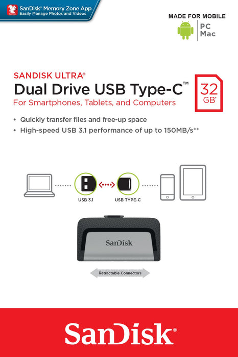 EAN 0619659142049 - SanDisk Ultra Dual Drive USB Type-C unidad flash USB 32 GB USB Type-A / USB Type-C 3.2 Gen 1 (3.1 Gen 1)  imagen 10