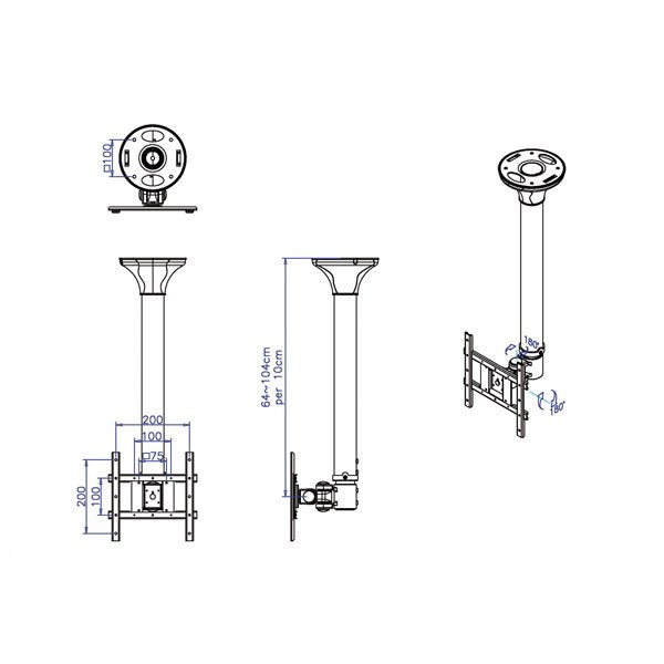 EAN 7611990192373 - VALUE LCD TV Ceiling Mount 3 Joints imagen 1