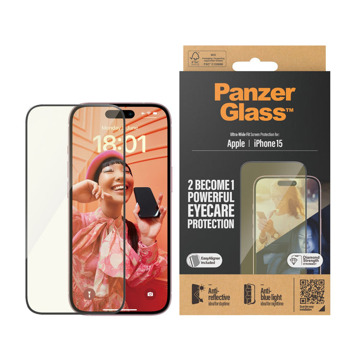 EAN 5711724028137 - PanzerGlass ® EyeCARE™ Screen Protection iPhone 15 | Ultra-Wide Fit w. EasyAligner Protector de pantalla  imagen 2