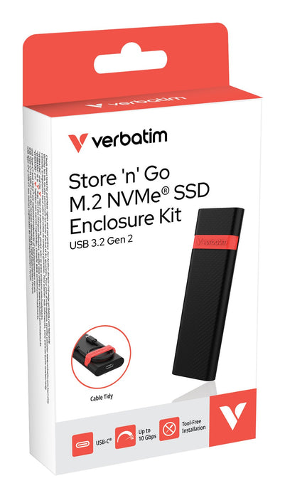 EAN 23942322610 - Verbatim 32261 caja para disco duro externo Caja externa para unidad de estado sólido (SSD) Negro, Rojo M.2 imagen 3