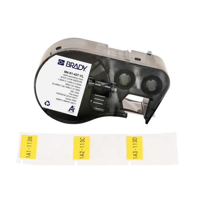 EAN 888434591734 - Brady M4-91-427-YL etiqueta de impresora Negro, Amarillo Etiqueta para impresora autoadhesiva imagen 1
