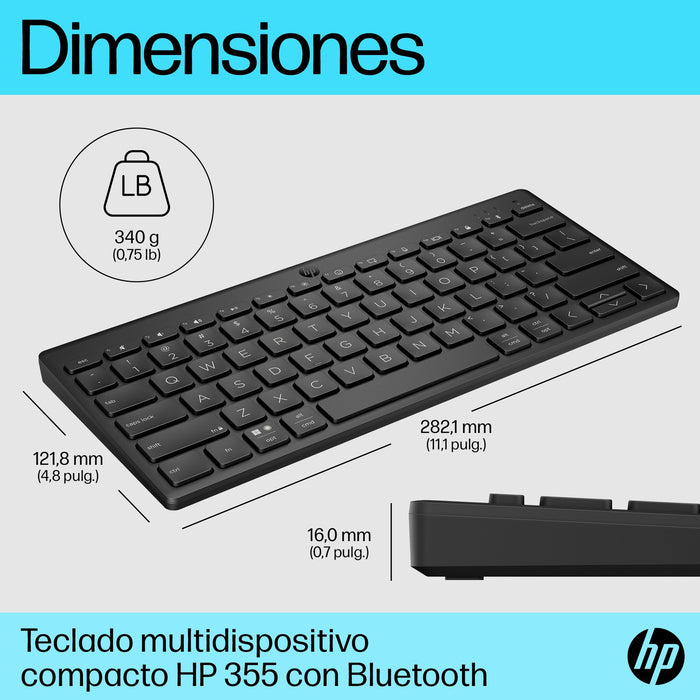 EAN 0196548516216 - HP 355 Compact Multi-Device Keyboard teclado Hogar Negro imagen 5