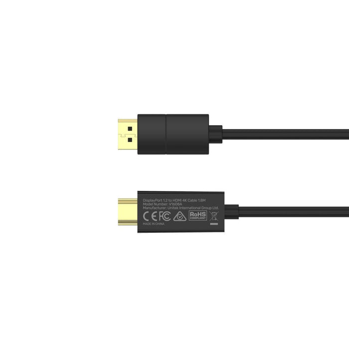 EAN 4894160048462 - UNITEK V1608A adaptador de cable de vídeo 1,8 m DisplayPort HDMI Gris imagen 4