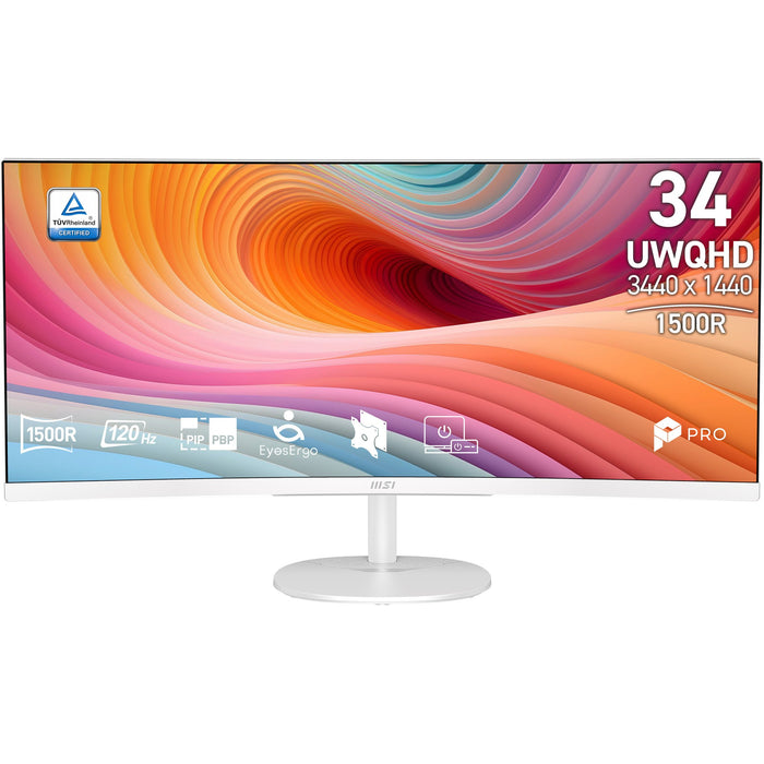 EAN 4711377395519 - MSI Pro MP341CQW E12 pantalla para PC 86,4 cm (34") 3440 x 1440 Pixeles UltraWide Quad HD Blanco imagen 3