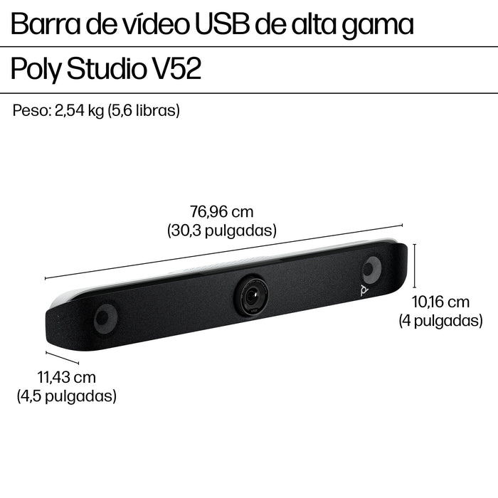 EAN 198122618439 - HP Poly Studio V52 USB Video Bar No Radio or Power Cord TAA Blanco 3840 x 2160 Pixeles 60 pps imagen 5