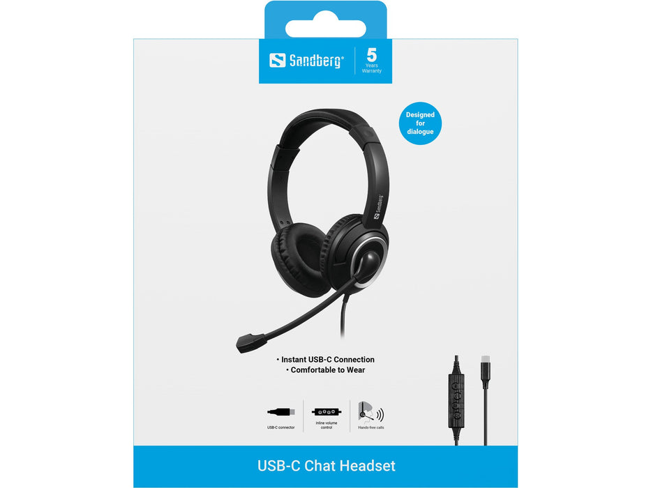 EAN 5705730126475 - Sandberg 126-47 auricular y casco Auriculares Alámbrico Diadema Oficina/Centro de llamadas USB Tipo C Neg imagen 6