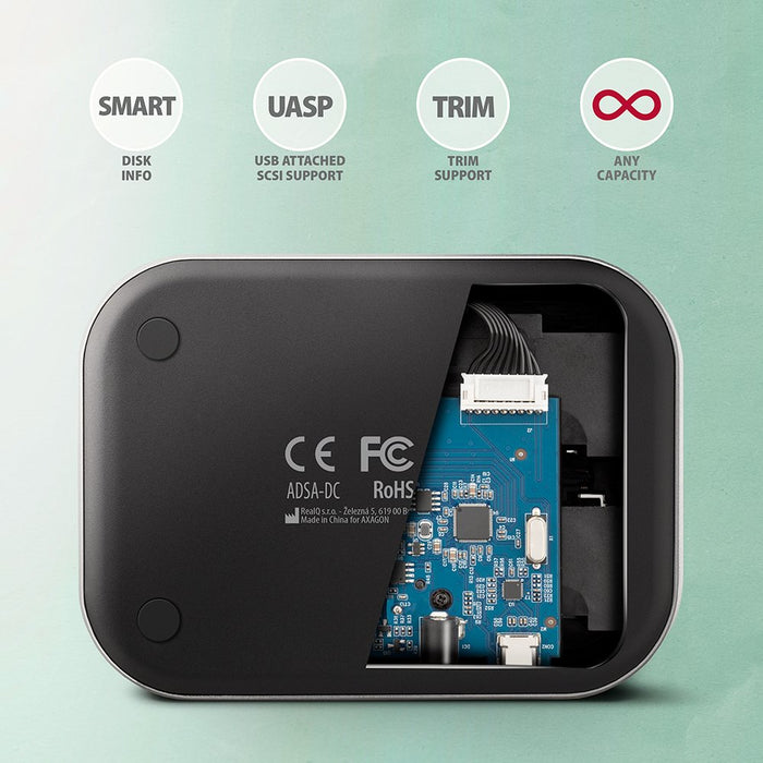 EAN 8595247907707 - Axagon AXG ADSA-DC - Docking- und Kopierstation 2x 2.5''/3.5'' SATA USB 3.0 - Digital/Daten USB 3.2 Gen 1 imagen 6