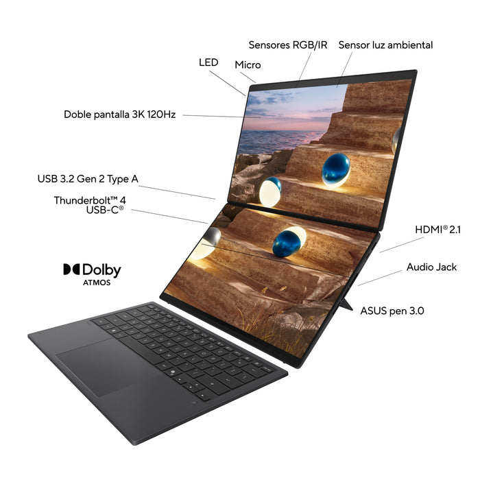 EAN 4711636597807 - ASUS Zenbook Duo UX8407AA-SN995W 35,6 cm (14") Pantalla táctil LPDDR5x-SDRAM Wi-Fi 7 (802.11be) Gris imagen 3