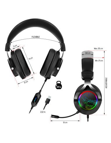 EAN 3700104424739 - Spirit of Gamer XPERT-H600 Auriculares Alámbrico Diadema Juego USB tipo A Negro imagen 7