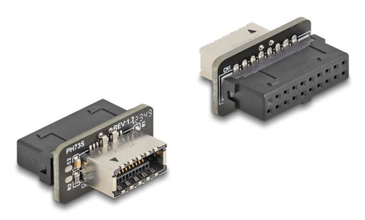 EAN 4043619672387 - DeLOCK 67238 cambiador de género para cable 20-pin USB USB Type-E Negro, Acero inoxidable imagen 1