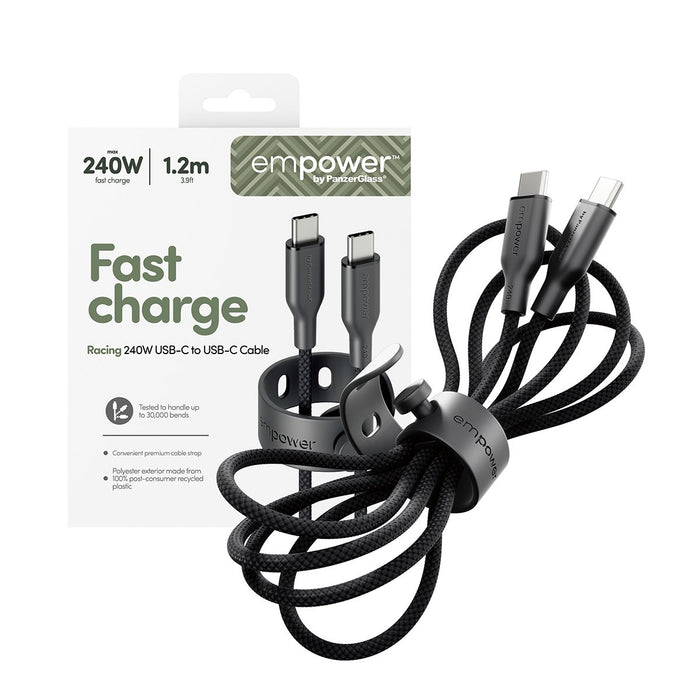 EAN 5715685027659 - PanzerGlass empower by ® Racing 240W USB-C to USB-C Cable | USB 2.0 | 1.2M | Space Black cable USB Negro imagen 5