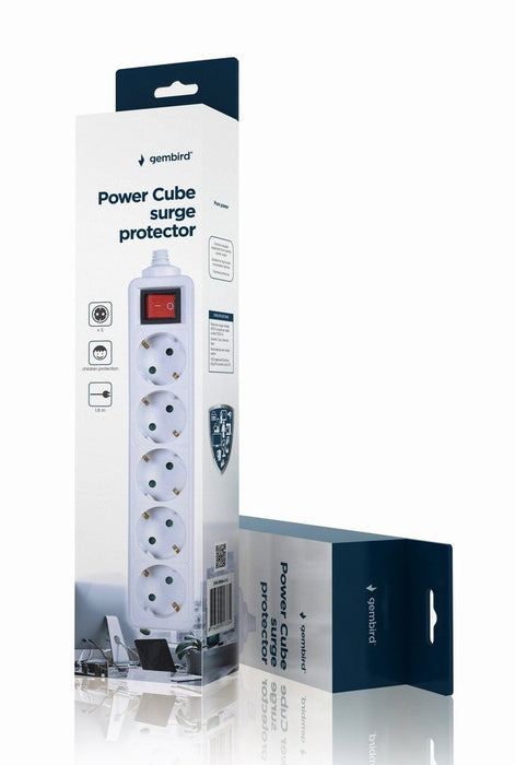 EAN 8716309053334 - Gembird Surge Protector 5x Blanco 5 salidas AC imagen 3