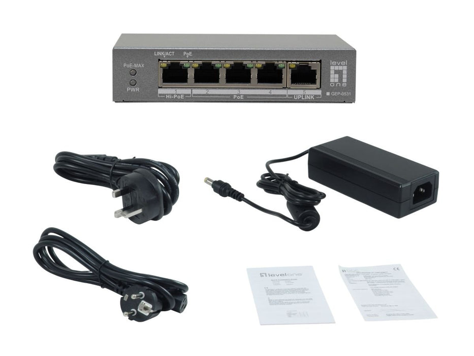 EAN 4015867241103 - LevelOne GEP-0531 switch No administrado L2 Gigabit Ethernet (10/100/1000) Energía sobre Ethernet (PoE) M imagen 6