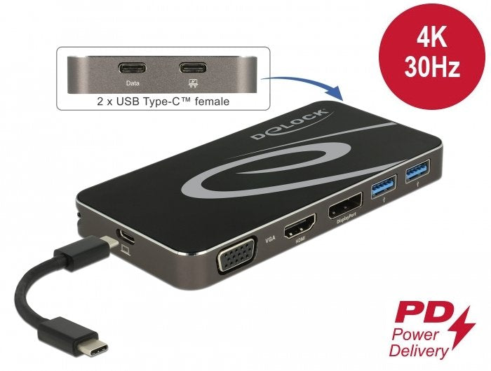 EAN 4043619877737 - DeLOCK 87773 base para portátil y replicador de puertos Alámbrico USB 3.2 Gen 1 (3.1 Gen 1) Type-C Negro imagen 2