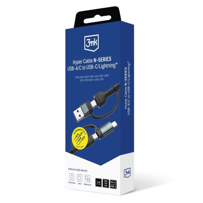 EAN 5903108680363 - 3MK 5903108680363 cable USB USB 2.0 1 m USB A/USB C USB C/Lightning 0,48 Gbit/s 60 W Negro imagen 8