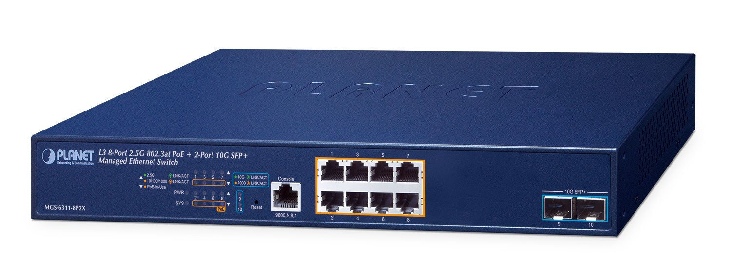 EAN 4711605287364 - PLANET Layer 3, 8-Port 2.5GBASE-T Gestionado L3 2.5G Ethernet (100/1000/2500) Energía sobre Ethernet (PoE imagen 1