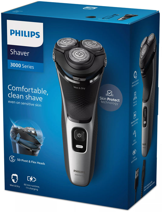 EAN 8720689018531 - Philips 3000 series S3143/00 afeitadora Máquina de afeitar de rotación Recortadora Negro, Plata imagen 4