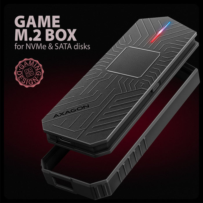 EAN 8595247908544 - Axagon EEM2-GAM, USB-C 10Gbps - NVMe & SATA SSD GAME M.2 box, bezšroubkový Caja externa para unidad de es imagen 4