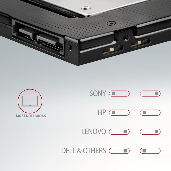 EAN 8595247906533 - Axagon RSS-CD09 2.5 SSD/HDD caddy into DVD slot 9.5 mm LED ALU tarjeta y adaptador de interfaz Interno SA imagen 7