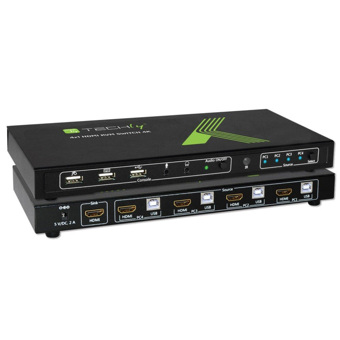 EAN 8054529028702 - Techly 4x1 USB HDMI KVM Switch 4Kx2K IDATA KVM-HDMI4U interruptor KVM Negro imagen 1