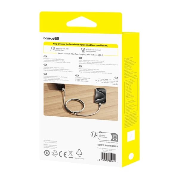 EAN 6932172669614 - Baseus P10378102G21-02 cable USB 2 m USB A USB C Titanio imagen 11