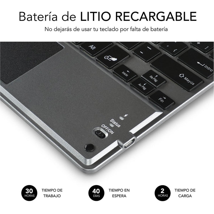 EAN 8436586740610 - SUBBLIM TECLADO SMART BACKLIT TOUCHPAD BLUETOOTH GREY QWERTY Español Negro, Gris imagen 7