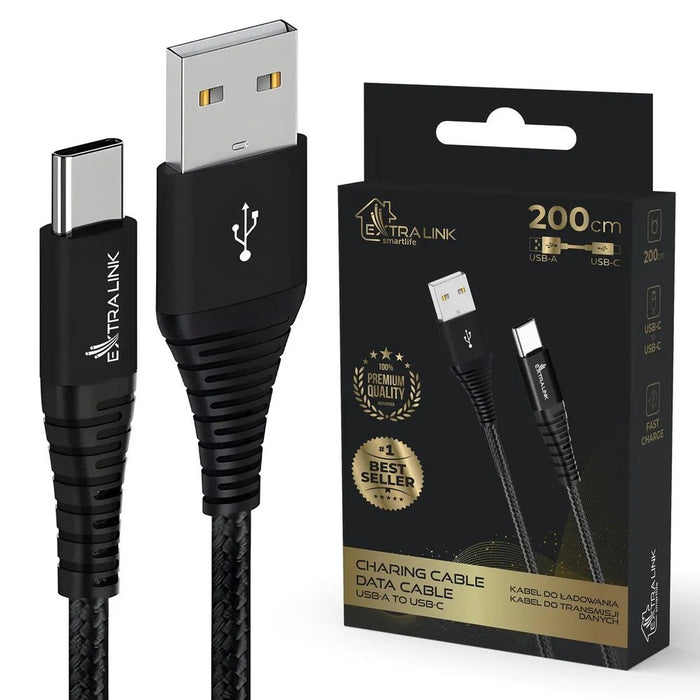 EAN 5905090339410 - Extralink CABESL01 cable USB USB 2.0 2 m USB C 0,48 Gbit/s 15 W Negro imagen 1