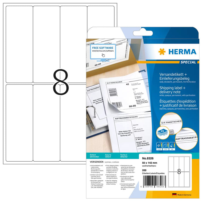 EAN 4008705083263 - HERMA 8326 etiqueta para dirección Blanco imagen 1