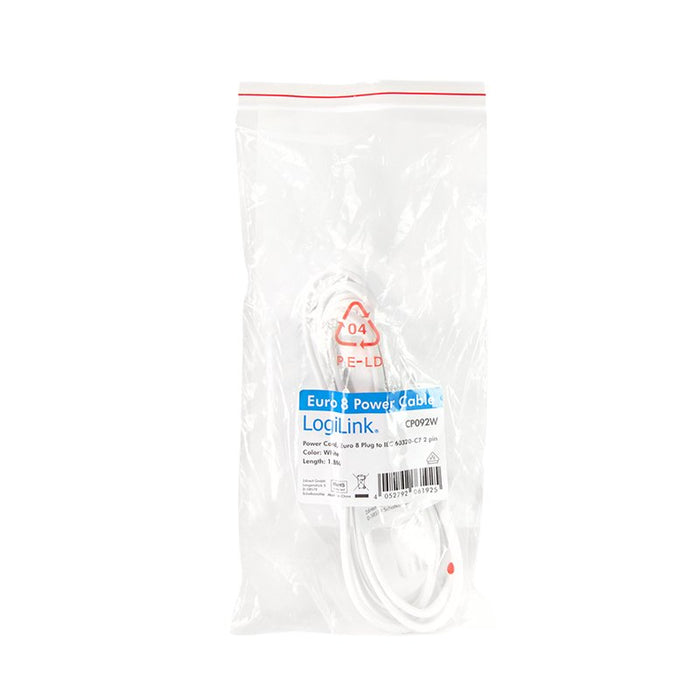EAN 4052792061925 - LogiLink CP092W cable de transmisión Blanco 1,8 m Enchufe tipo C C7 acoplador imagen 4