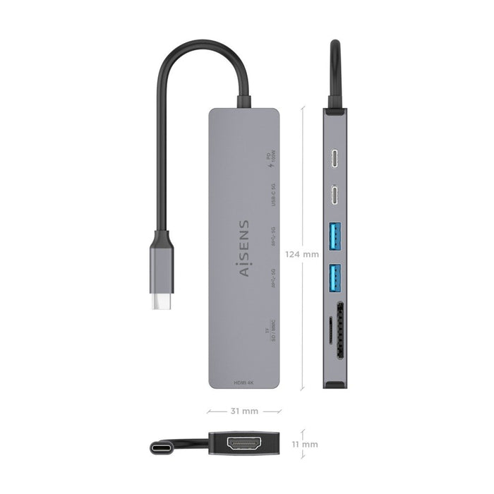 EAN 8435739905227 - AISENS ASUC-7P048-GR base para portátil y replicador de puertos Alámbrico USB 3.2 Gen 1 (3.1 Gen 1) Type- imagen 4