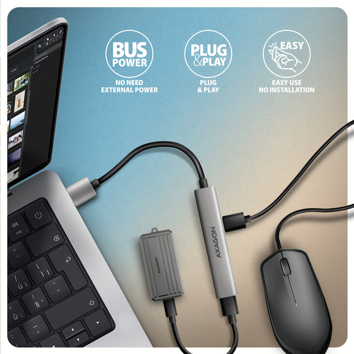 EAN 8595247909329 - Axagon HUB USB HUE-STA, 4x USB ALU STRIP hub, 1x USB-A 5Gbps, 2x USB-A & 1x USB-C 480Mbps, kabel USB-A 12 imagen 4