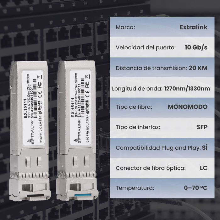 EAN 5903148915111 - Extralink EX.15111 red modulo transceptor Fibra óptica 10700 Mbit/s SFP+ imagen 5