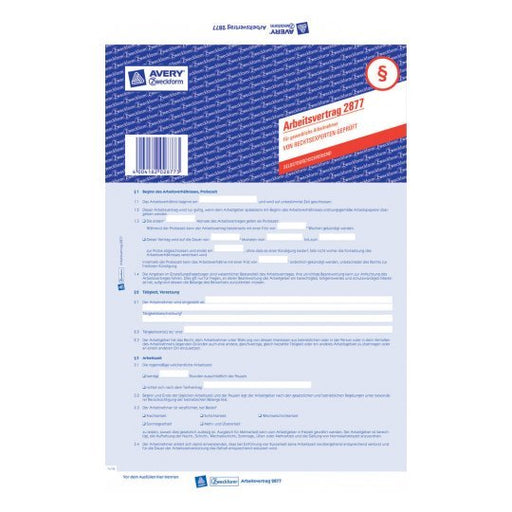 EAN 4004182028773 - Avery 2877 papel de calculadora y registro 1 pieza(s) 210 mm imagen 1