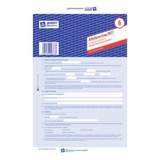 EAN 4004182028773 - Avery 2877 papel de calculadora y registro 1 pieza(s) 210 mm imagen 1