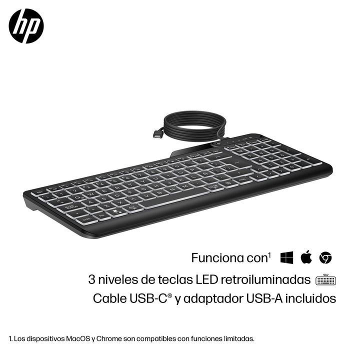 EAN 0197192768877 - HP 405 Backlit Wired Keyboard teclado Oficina USB Negro imagen 7