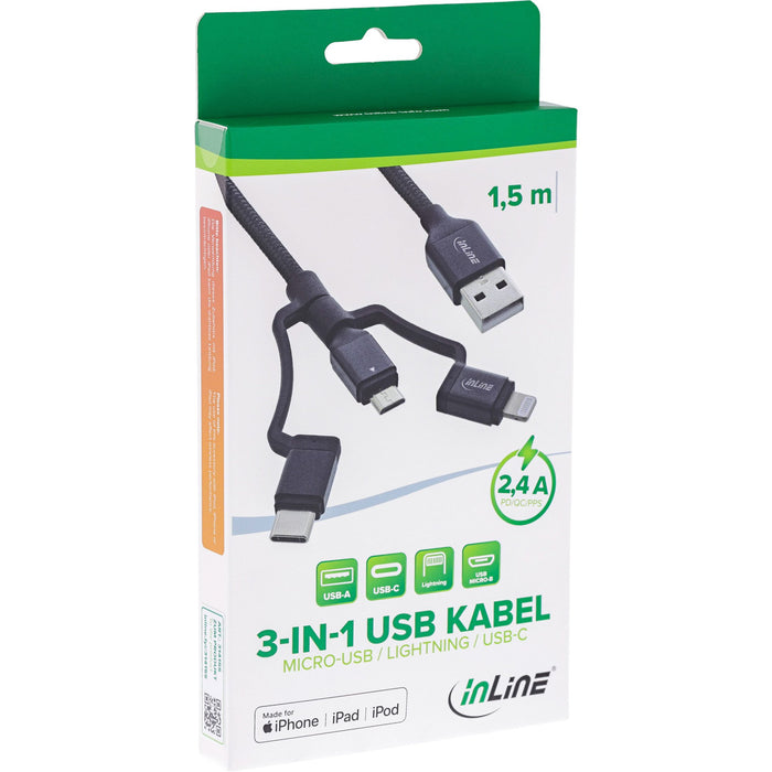 EAN 4043718269853 - InLine 31415S cable de conector Lightning 1,5 m Negro imagen 2