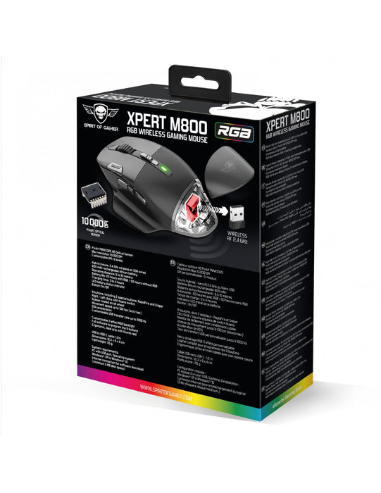EAN 3700104455047 - Spirit of Gamer XPERT-M800 ratón Juego Mano derecha RF Wireless + USB Type-C Óptico 10000 DPI imagen 8