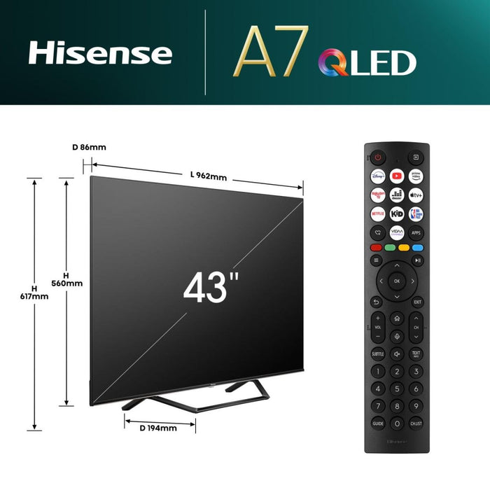 EAN 6942351403199 - Hisense 43A7NQ 109,2 cm (43") 4K Ultra HD Smart TV Wifi Gris 250 cd / m² imagen 2