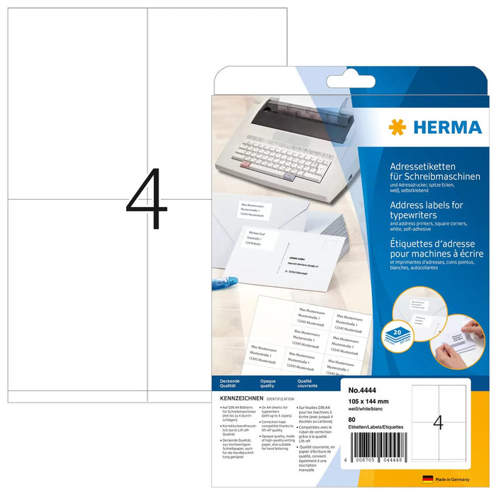EAN 4008705044448 - HERMA 4444 etiqueta para dirección Blanco imagen 1