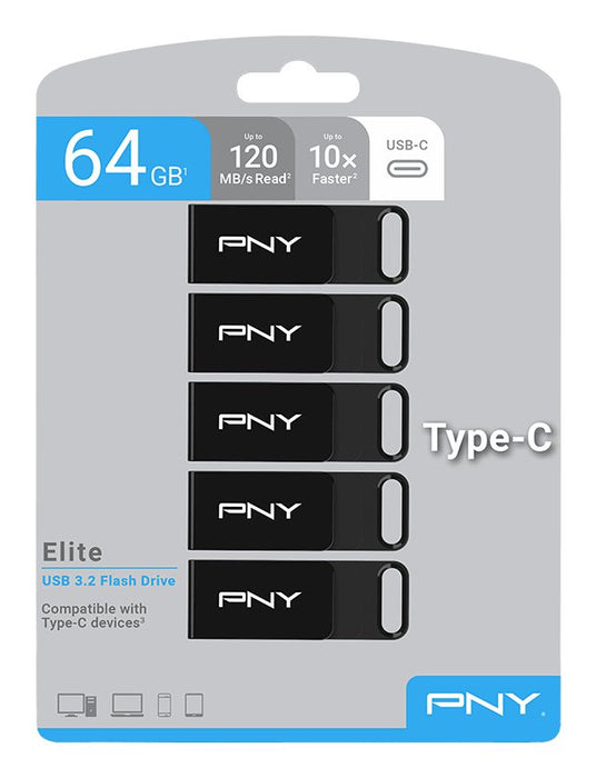 EAN 751492793665 - PNY Elite unidad flash USB 64 GB USB Tipo C 3.2 Gen 1 (3.1 Gen 1) Negro imagen 10